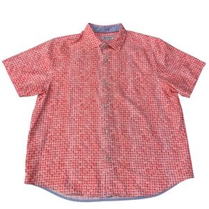 Tommy Bahama Coconut Point Shirt Mens XXL Pink Short Sleeve Button Up Silk Feel